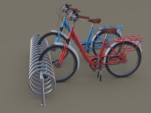 bike stand with bikes 3D मॉडल