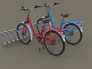 bike stand with bikes 3D मॉडल