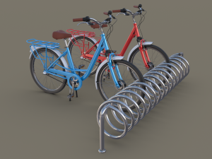 bike stand with bikes 3D मॉडल