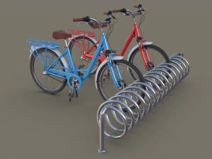 portabici con biciclette Modello 3D