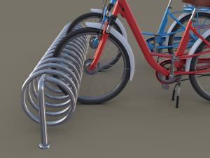 bike stand with bikes 3D मॉडल