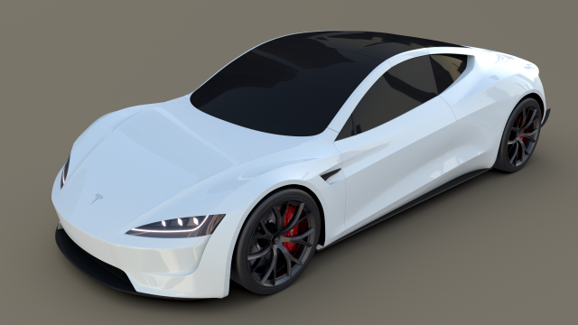 tesla roadster white 3D Модель .c4d .max .obj .3ds .fbx .stl .blend 