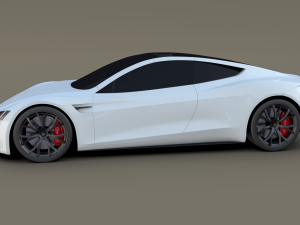 tesla roadster white 3D Модель