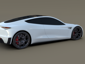 tesla roadster white 3D Модель