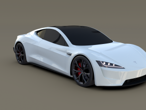tesla roadster white 3D Модель