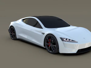 tesla roadster white 3D Model