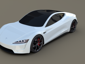 tesla roadster white 3D Модель