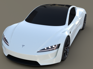 tesla roadster white 3D Модель