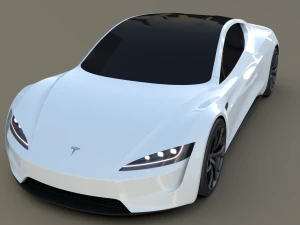 tesla roadster white 3D Model