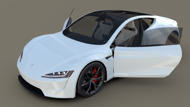 tesla roadster white with interior 3Dモデル .c4d .max .obj .3ds .fbx .stl .blend 