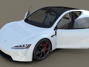 tesla roadster white with interior 3D Model