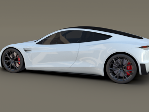 tesla roadster white with interior 3Dモデル