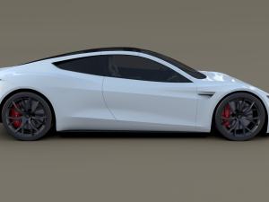 tesla roadster white with interior 3Dモデル