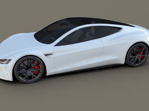 tesla roadster white with interior 3Dモデル
