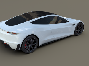 tesla roadster white with interior 3Dモデル