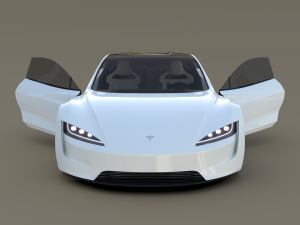 tesla roadster white with interior 3Dモデル