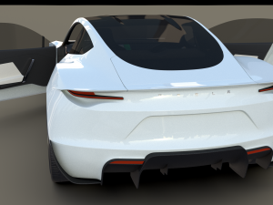 tesla roadster white with interior 3Dモデル