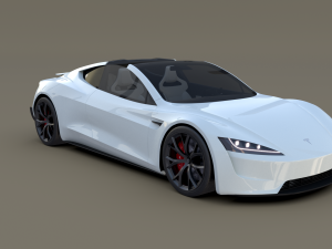 tesla roadster white with interior 3Dモデル