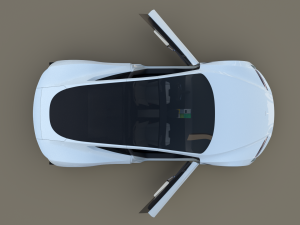 tesla roadster 2020 white with interior and chassis 3D Model