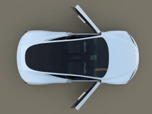 tesla roadster 2020 white with interior and chassis 3D Model