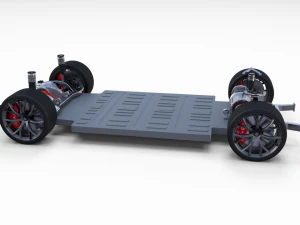tesla roadster 2020 white with interior and chassis 3D Model