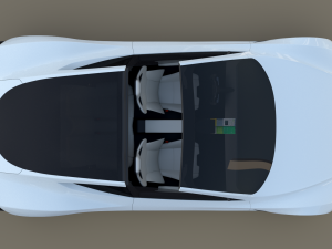 tesla roadster 2020 white with interior and chassis 3D Model
