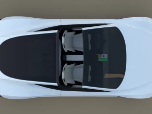 tesla roadster 2020 white with interior and chassis 3D Model