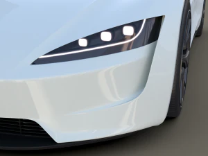 tesla roadster 2020 white with interior and chassis 3D Model