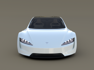 tesla roadster 2020 white with interior and chassis 3D Model