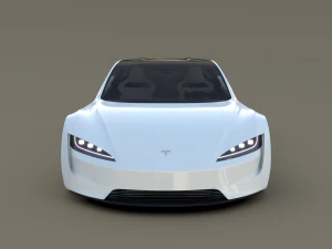 tesla roadster 2020 white with interior and chassis 3D Model