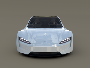 tesla roadster 2020 white with interior and chassis 3D Model