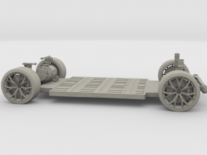 tesla roadster 2020 white with interior and chassis 3D Model