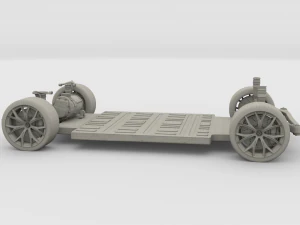 tesla roadster 2020 white with interior and chassis 3D Model