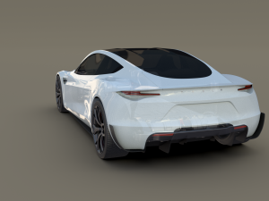 tesla roadster 2020 white with interior and chassis 3D Model