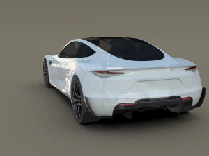 tesla roadster 2020 white with interior and chassis 3D Model