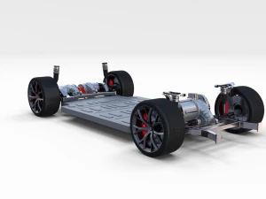 tesla roadster 2020 white with interior and chassis 3D Model