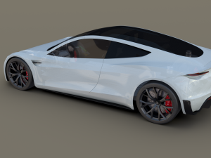 tesla roadster 2020 white with interior and chassis 3D Model