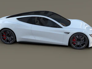 tesla roadster 2020 white with interior and chassis 3D Model