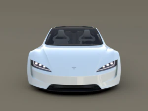 tesla roadster 2020 white with interior and chassis 3D Model