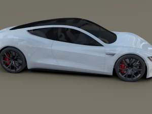 tesla roadster 2020 white with interior and chassis 3D Model