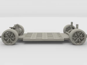 tesla roadster 2020 white with interior and chassis 3D Model