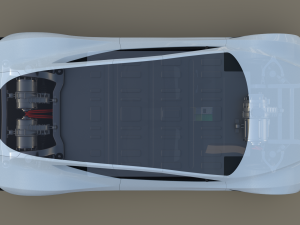 tesla roadster 2020 white with interior and chassis 3D Model