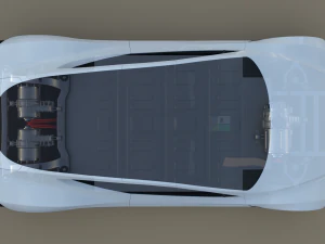 tesla roadster 2020 white with interior and chassis 3D Model