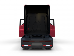 tesla semi truck with interior and trailer red Modèle 3D