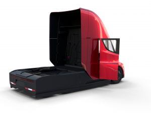 tesla semi truck with interior and trailer red Modèle 3D