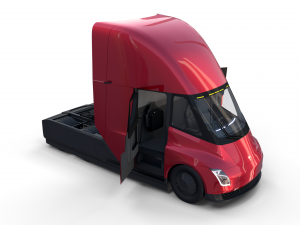 tesla semi truck with interior and trailer red Modèle 3D