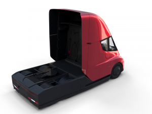 tesla semi truck with interior and trailer red Modèle 3D