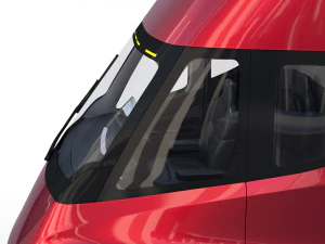 tesla semi truck with interior and trailer red 3D Model