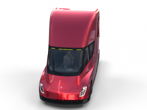 tesla semi truck with interior and trailer red Modèle 3D