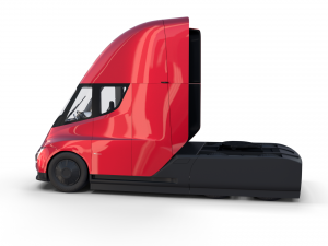 tesla semi truck with interior and trailer red Modèle 3D